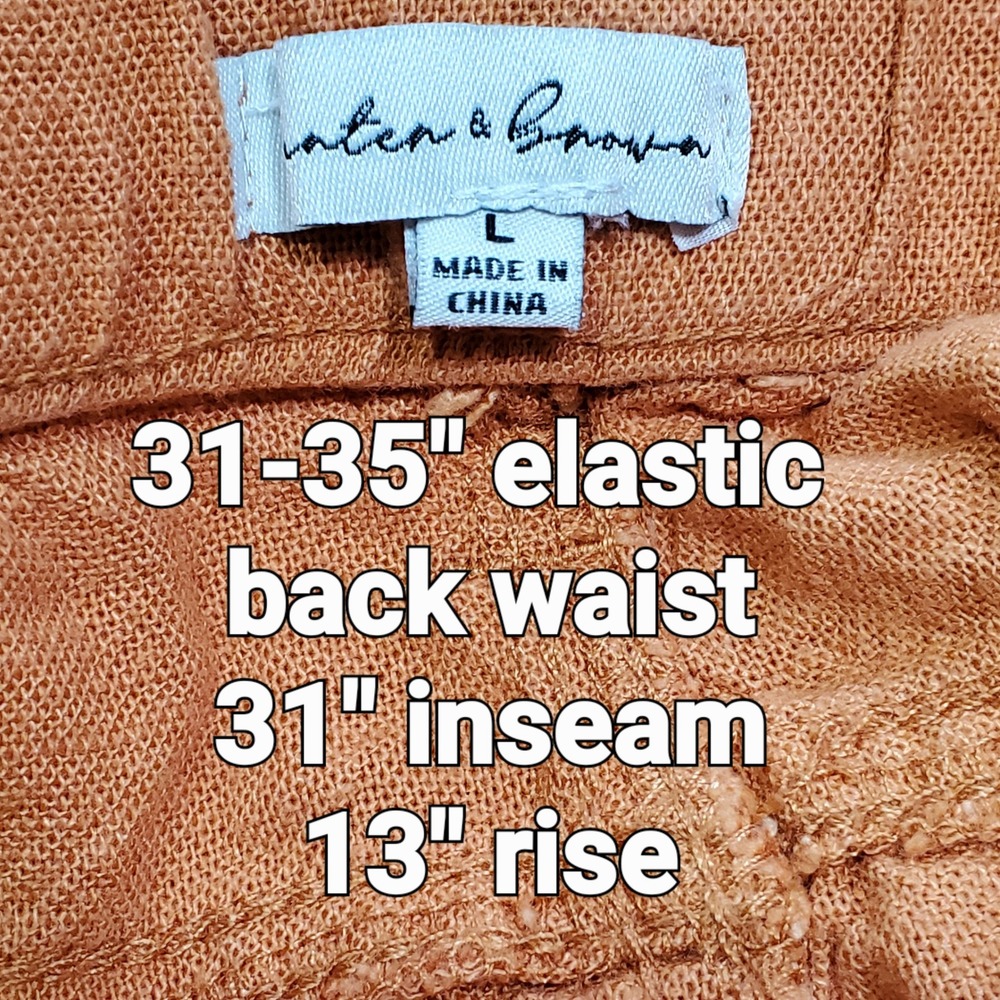 Aster & Brown Orange Linen Blend Wide Leg Pants High Rise Large Mediterranean - Picture 4 of 5
